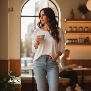 Michael Lauren White Draped Ribbed Tee Size Medium/Large NWOT